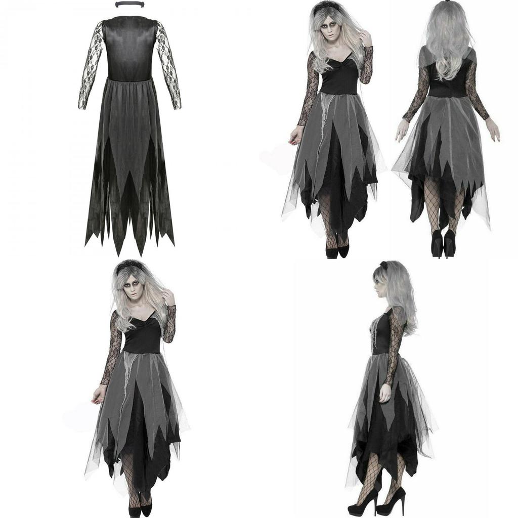 Dark Vampire Bride Halloween Costume For Women With Lace Polyester For Cosplay And Party