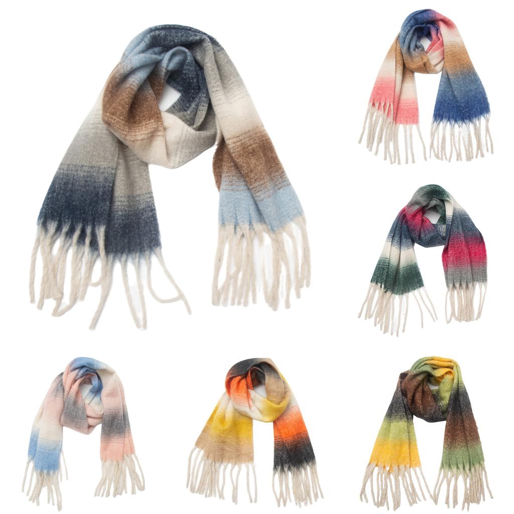 Ladies' Circular Yarn, Coarse Tassel, Gradually Changing Color Scarf, Shawl