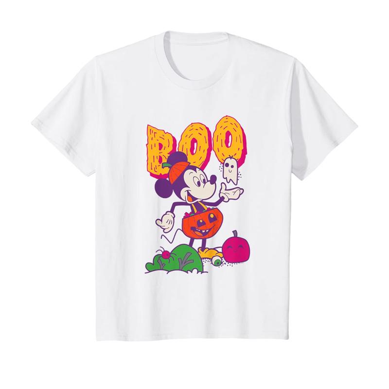 Miniso Mickey Maus Kürbis Halloween Aufdruck T-Shirt Sommer Lässig Herren und Damen Kurzarm Street T-Shirt Cartoon Oberteil