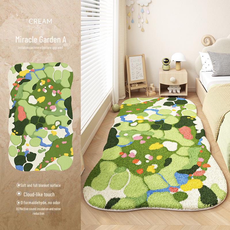 Forest Moss Shaped Anti-Dirt Plush Rug for Bedroom or Balcony