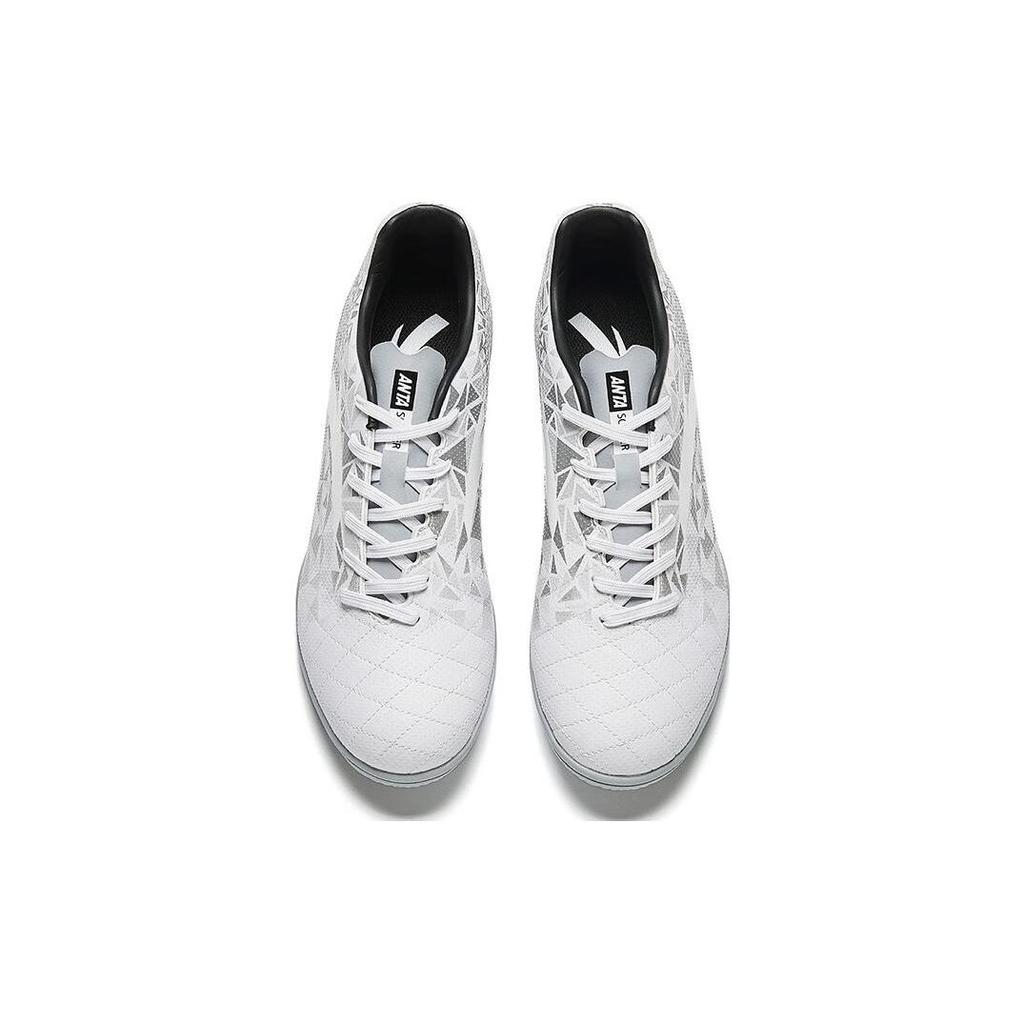 Anta Comfortable TF Turf Artificial Turf Abrasion Resistant Soccer Shoes Men's Gray White 912332201-4