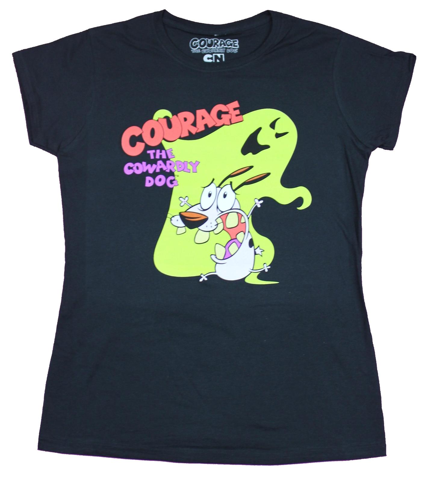 Courage the Cowardly Dog Girls Juniors T-Shirt - Green Ghost Logo Pic XXXXL