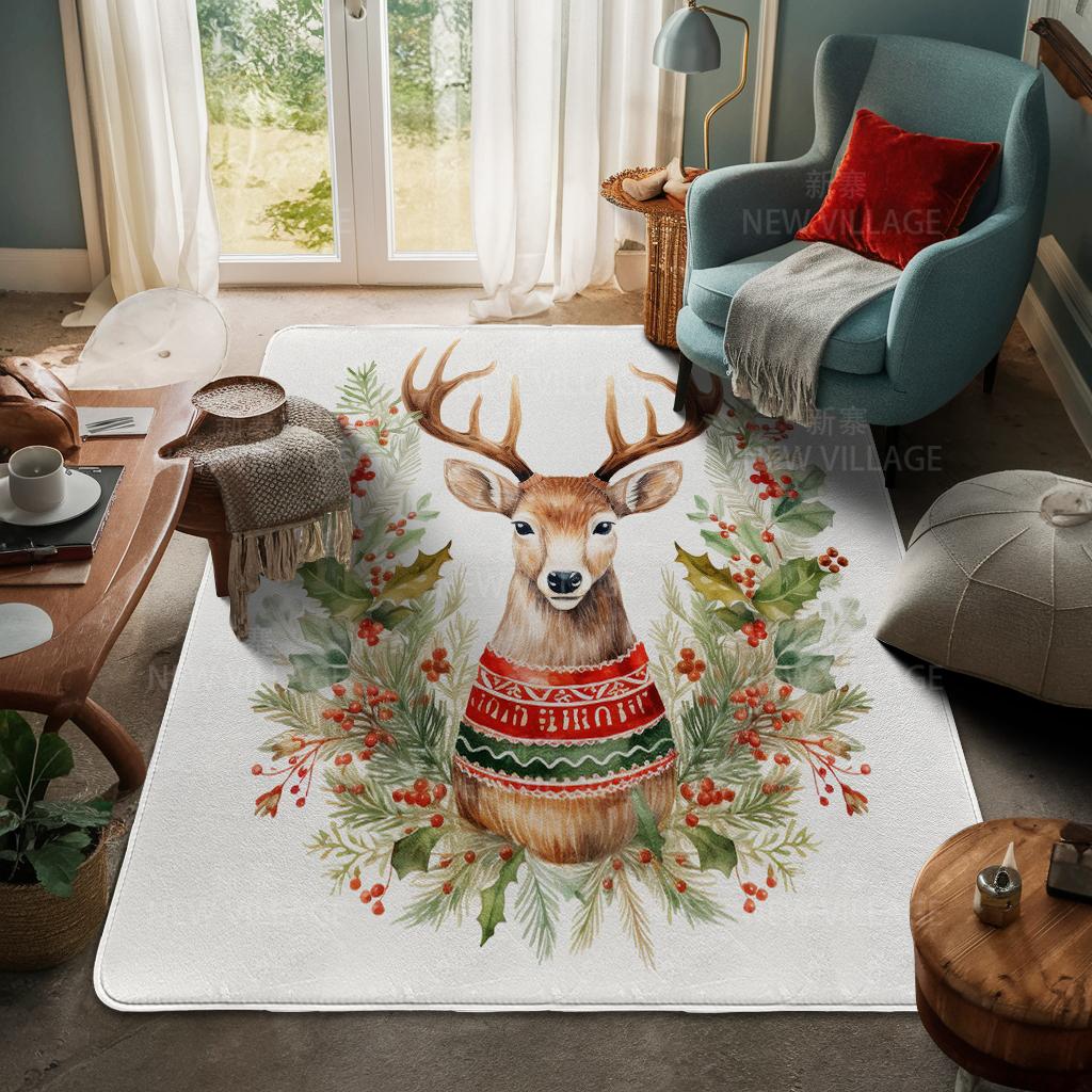 House Entrance Carpet Home Door Mat Living Room Bath Foot Bathroom Non-slip Water Absorption Rugs Bath Merry Christmas Winter