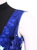 Women's Shiny Sequin Leotard for Gymnastics Dance Competition, Sheer Mesh Cutout Back & Waist, Mock Neck Bodysuit with Gloves, Color Block Sparkling