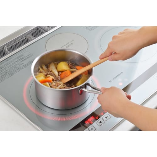 Yoshikawa Gougi Saucepan, 18cm, Stainless Steel, 2.3L (2300ml), Simple Design, Induction and Direct Heat Compatible, Made in Japan, Tsubame-Sanjo, YJ2