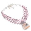 Natural Pink Opal, Kunzite 925 Sterling Silver Jewelry Necklace 18" S6T11