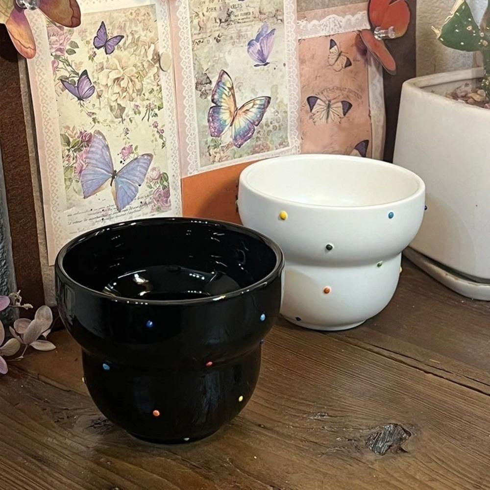 300ml Gepunktete Handbecher Dicke Kaffeetassen Heimdeko Keramiktasse Für Paare