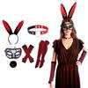 Bunnies Ears Headband,Choker,Tail Stripe Stockings Easter Bunnies Costume Accessories Halloween Cosplay Costume Women