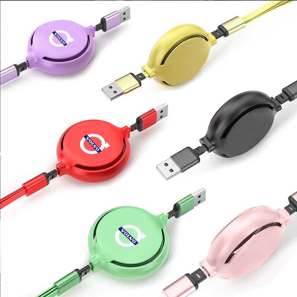 Retractable 3 in1 Data Cable Car Charging Cable Applicable to Apple type-c Android phone For Volvo Rdesign AWD V60 S60 XC60 XC90