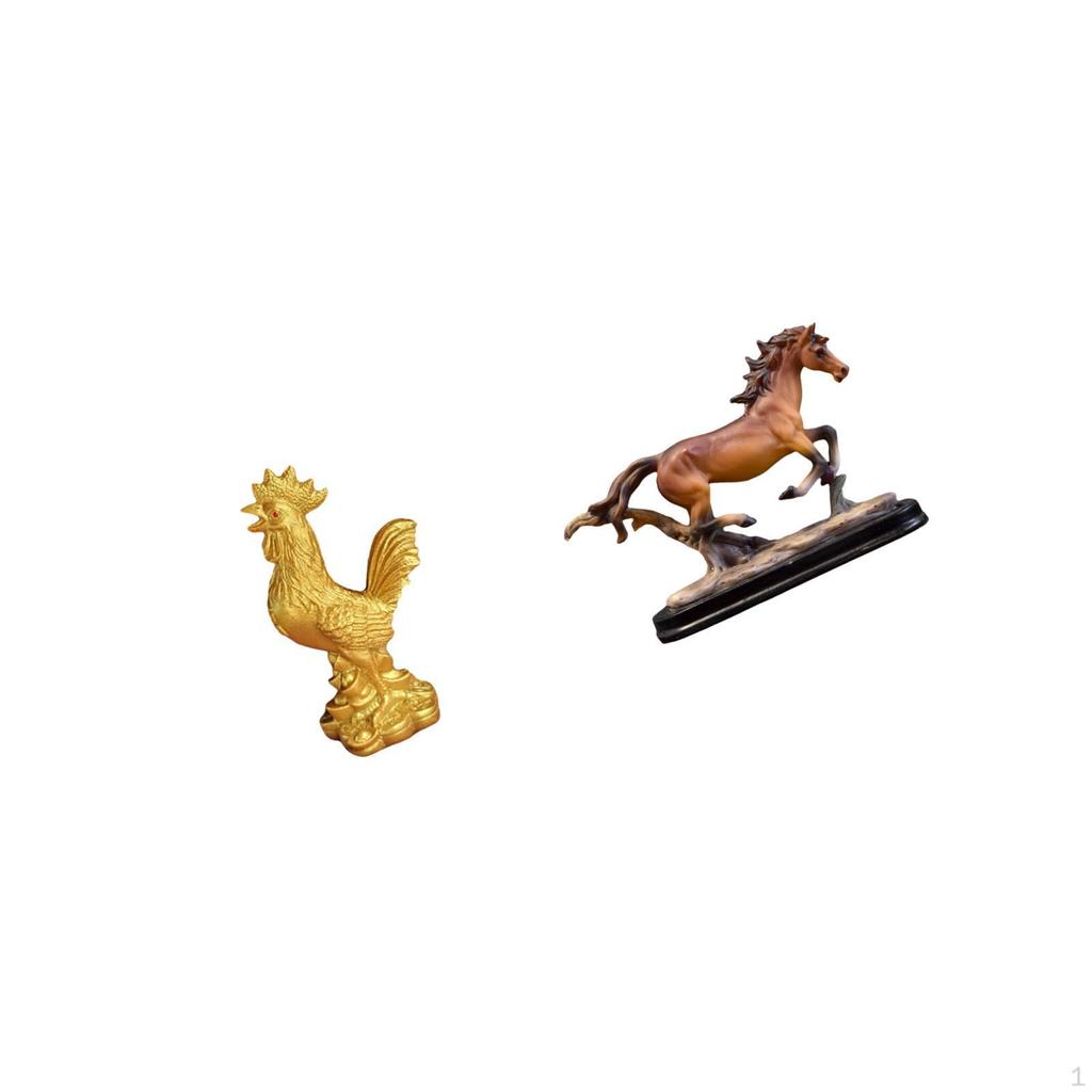 Chicken Figurine Feng Shui Decor Sculpture Artwork Collectible Statue Ornament for Birthday