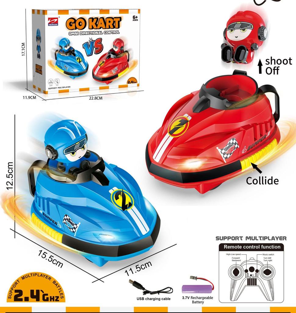 Two-Person Remote Control Bumper Cars: Interactive Drift and Collision Go-Karts for Kids.
