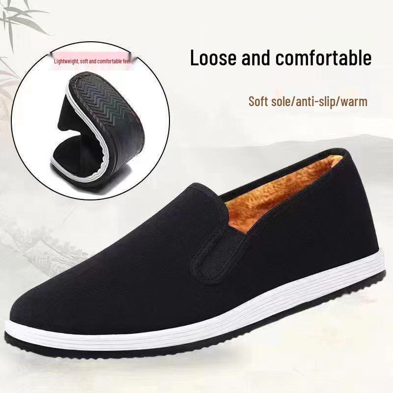Men's Winter High-Top Cotton Shoes - Warm, Non-Slip, Soft Sole, Thickened Velvet for Middle-Aged and Elderly