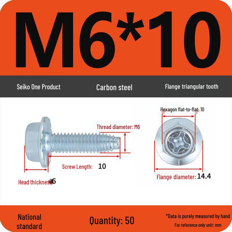 Grade 10.9 Galvanized Hex Flange Anti-slip Self-locking Triangular Thread Self-tapping Screw