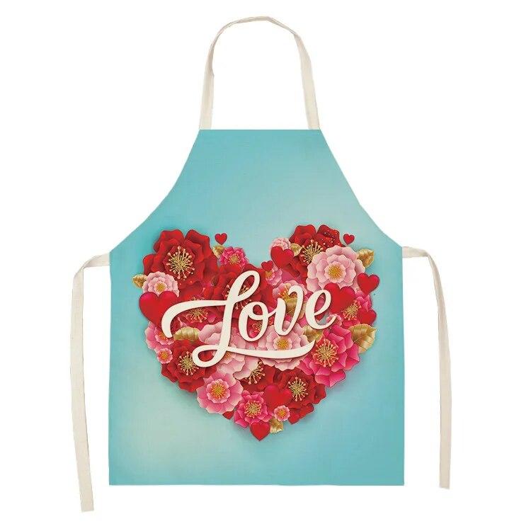 Vzor srdce lásky barevná zástěra Zástěra na večeři pro milence Domácí vaření Kuchyňská zástěra Šéfkuchařská lněná zástěra Čistá zástěra