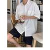 Men Oversized Short Sleeve Button Down Shirt Casual Loose Streetwear Summer Top