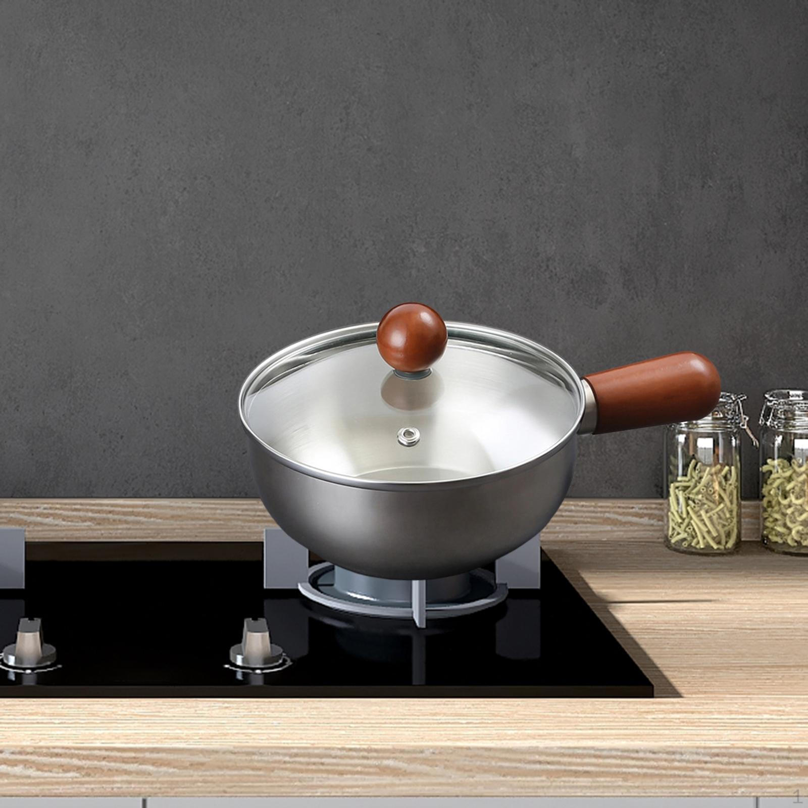 

600ml Butter Warmer Saucepan with Wooden Handle, Kitchen Utensil, Milk Saucepan, to серебряный