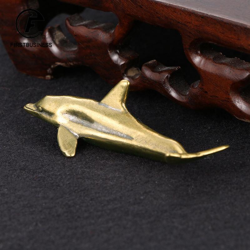 Solid Brass Dolphin Ornaments Vintage Sea Animal Desktop Decorations Crafts Collections Figurines Miniatures Tea Pet Home Decors