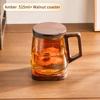 Teetasse, verdicktes Tee-Wasser-Trennglas, hohe Borosilikatglasqualität mit Walnussgriff, Teetassen, Haushalts-Teegeschirr in Bernsteinfarbe