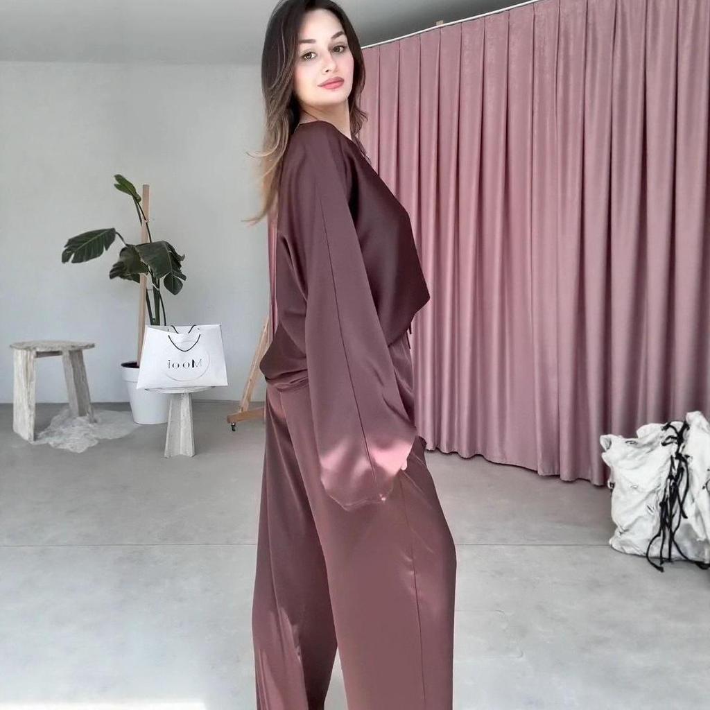 2025 Autumn Women's Batwing Sleeve Top & Loose Pants Set