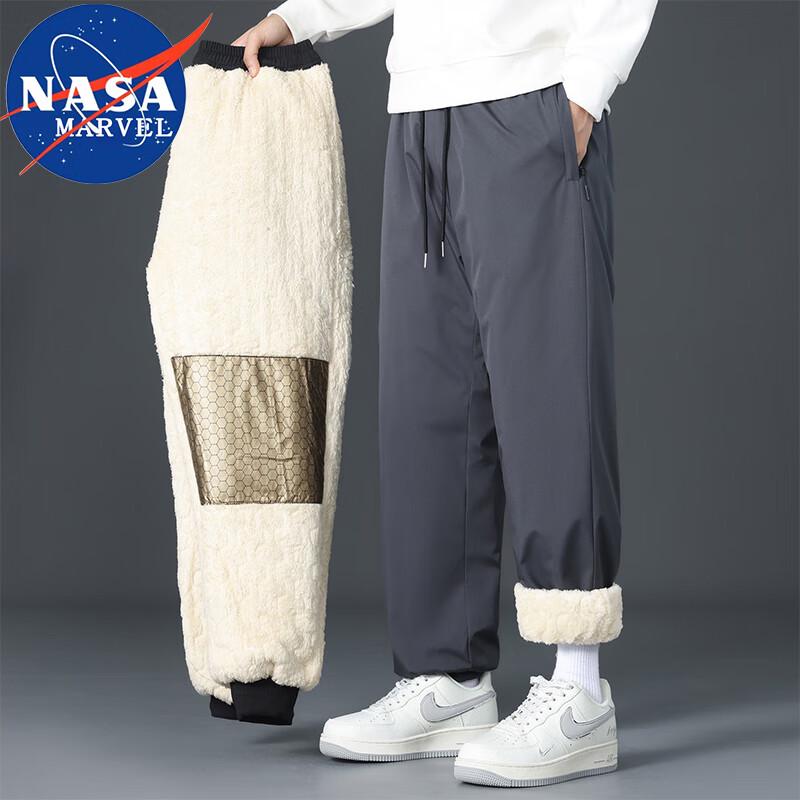 

NASA MARVEL Men s Winter Thickened Lamb Wool Fleece Joggers 5XL