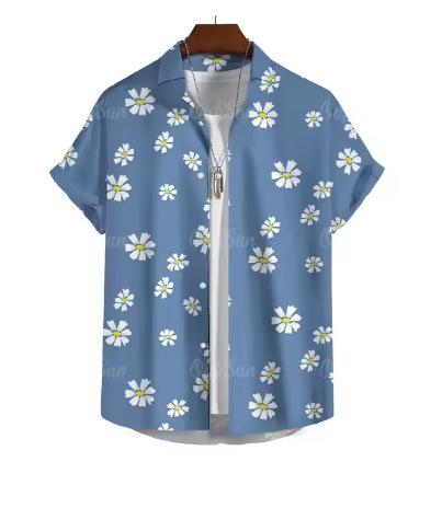 Chemise Homme Simple Impression Florale 3D Chemise Hawaïenne Quotidienne Décontractée Homme Manches Courtes Ample Plus