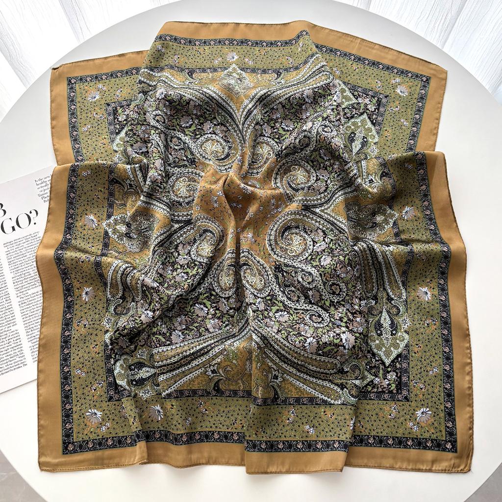 New Fashion 70X70cm Women's Scarf Silk Paisley Print Scarf Square Shawl Decorative Headband Neck Luxury Design Bandana