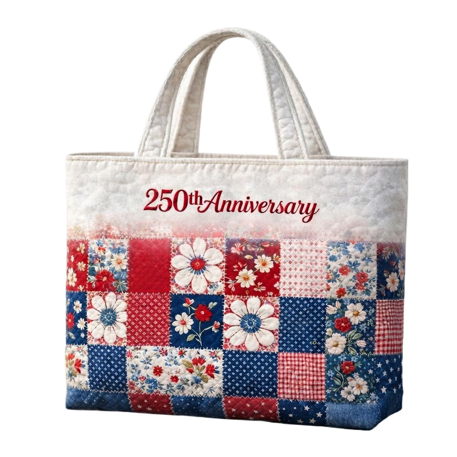 

Quilted Tote Bag with Daisy Applique and Star Pattern Large Shoulder Bag Durable Fabric Sturdy Handles Spacious Interior