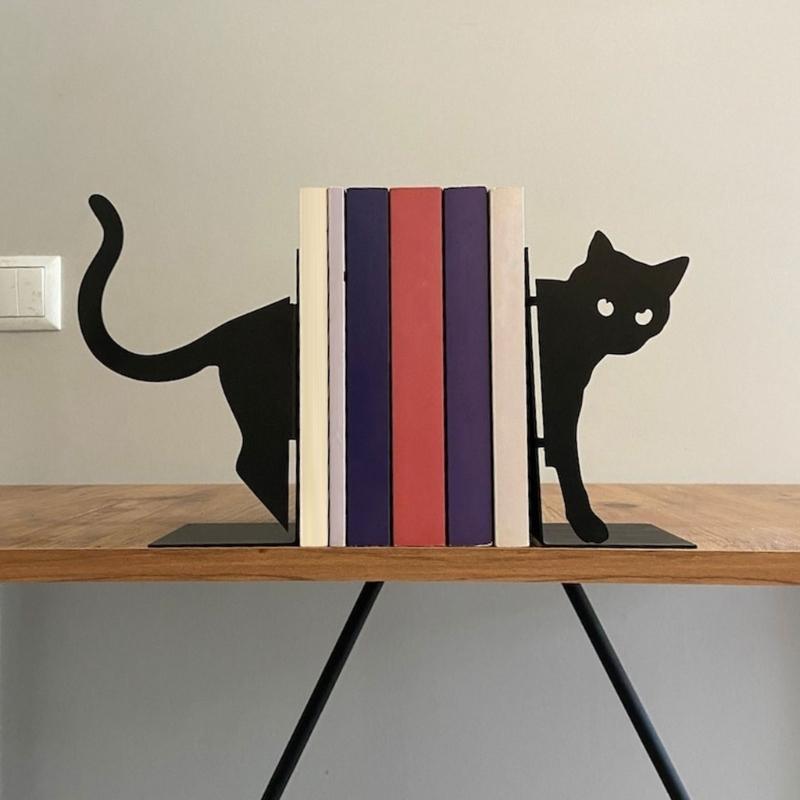 Stylish Cat Themed Bookshelf Decoration Handmade Cat Shaped Book Storage and Display Rack Exquisite Decorative Ornament