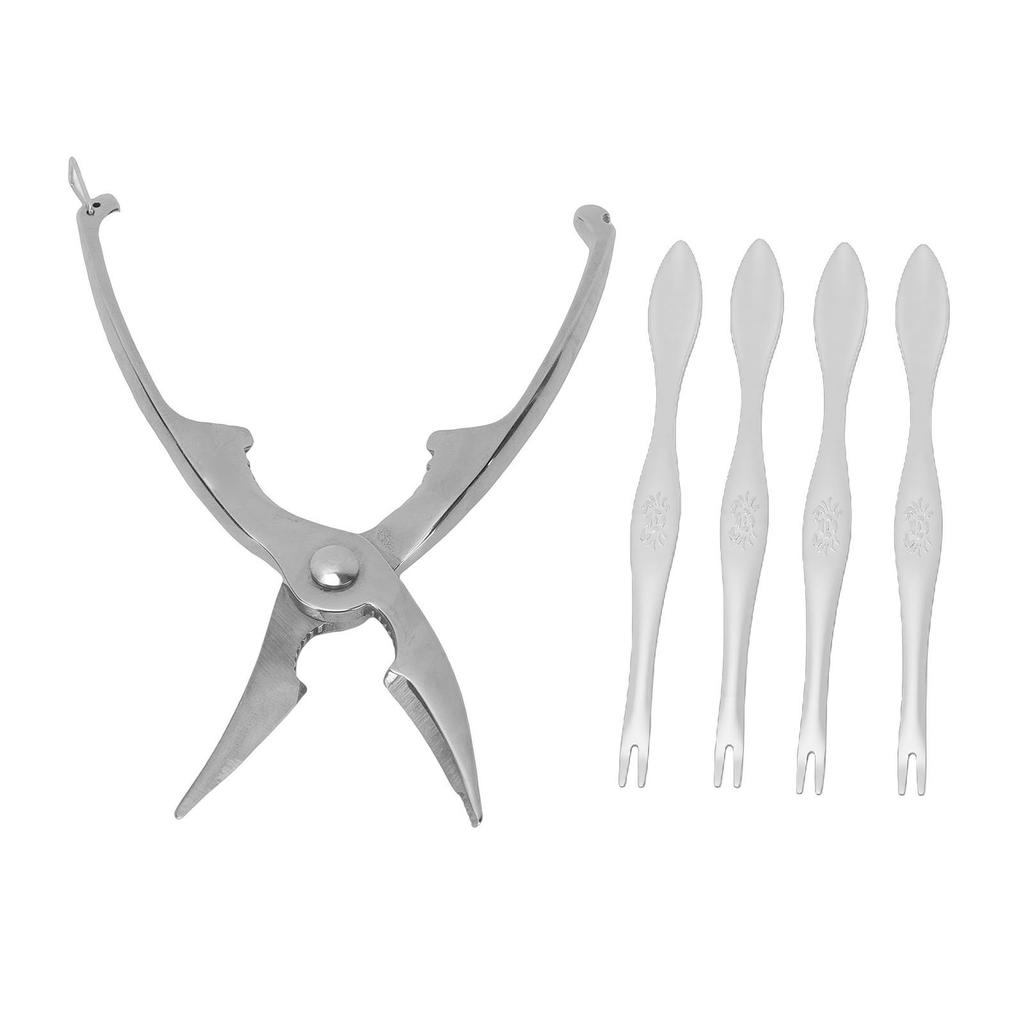 Crab Cracker and Tools Set Stainless Steel Lobster Crab Seafood Cracker with 4 Forks for Home Party