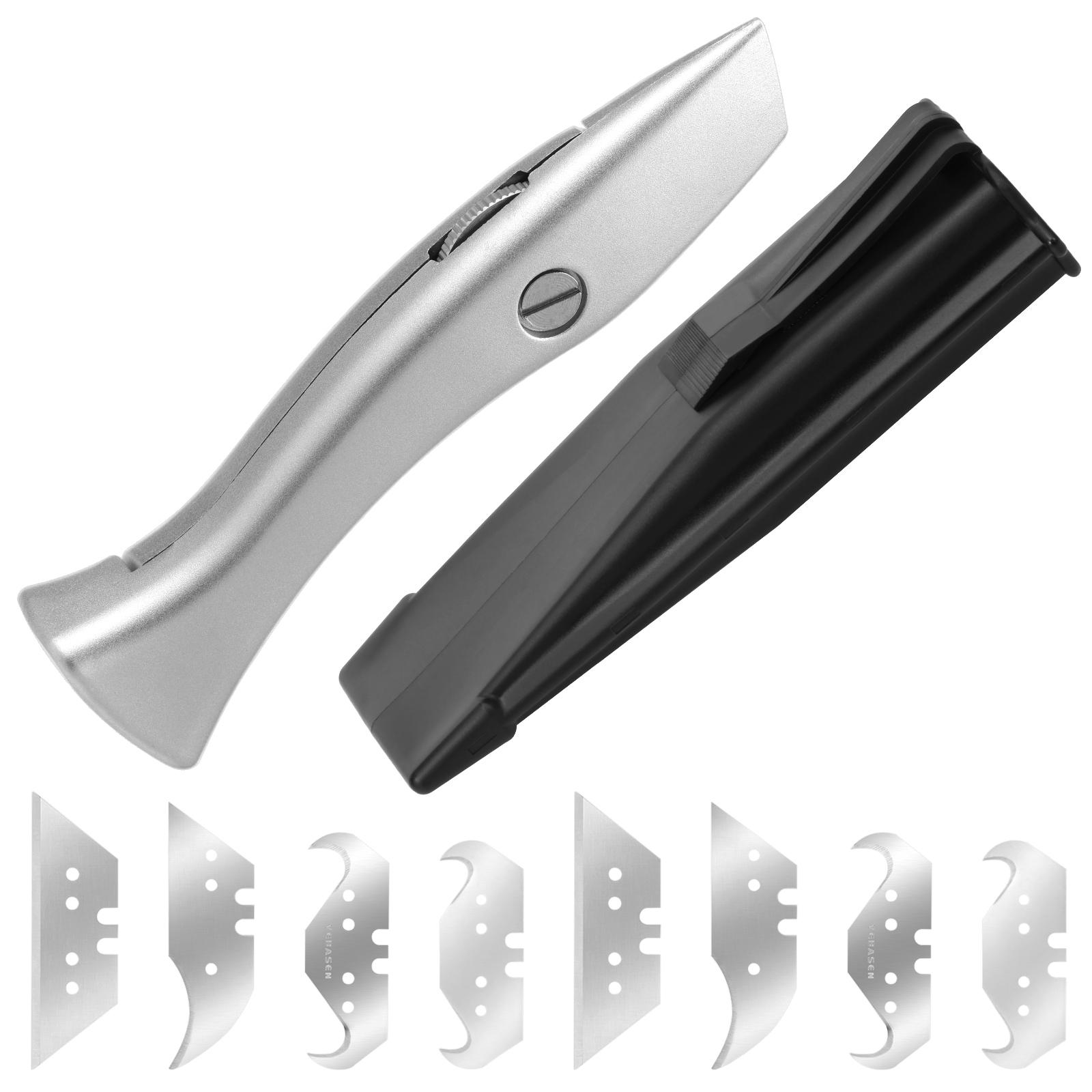 

Крючкообразный нож для ковролина Эргономичное трапециевидное лезвие Хозяйственный нож Инструмент для резки ковролина с защитным чехлом для резки мастером серебряный