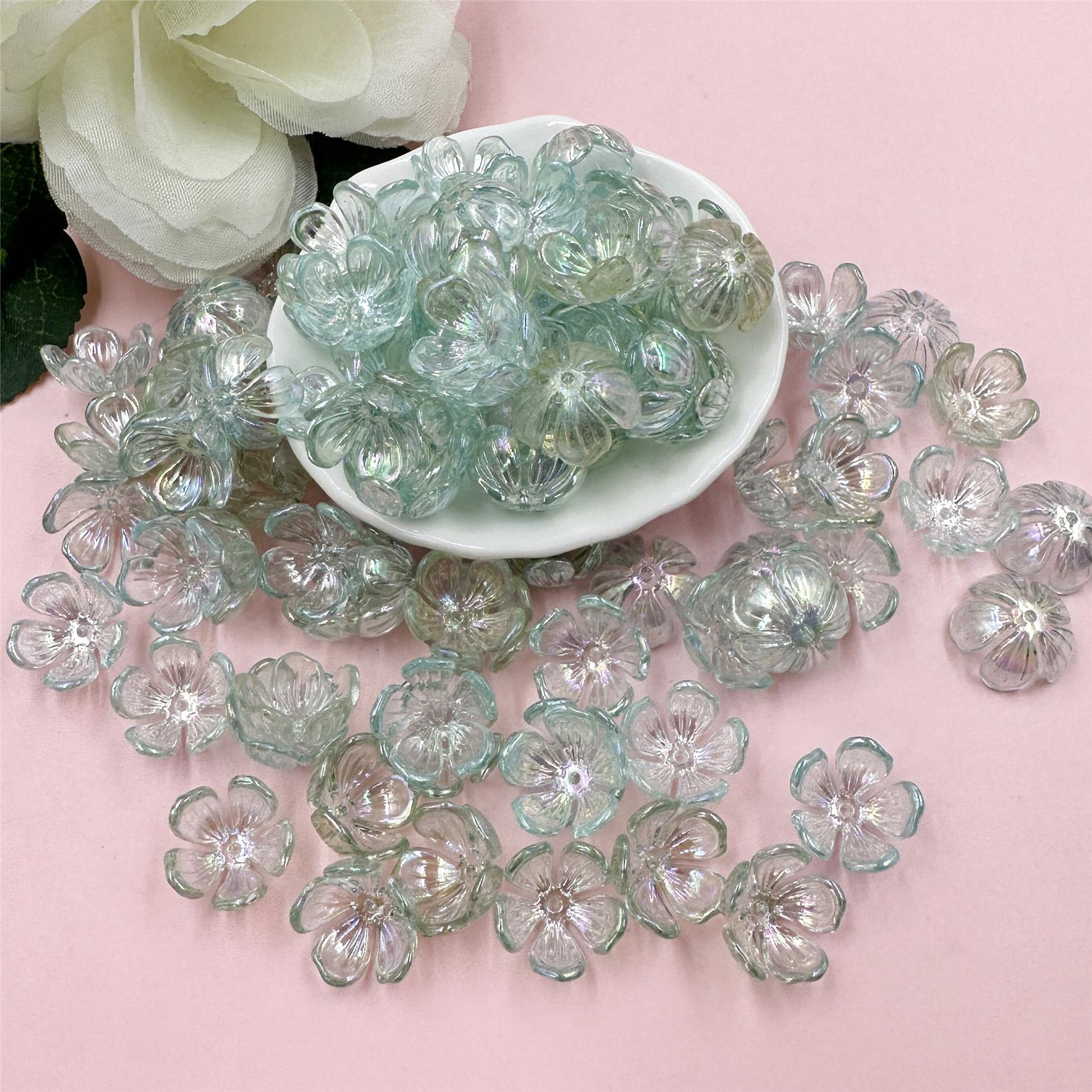 

Креативный градиент, модная цепочка для телефона, прозрачная 16*8 мм, ювелирные аксессуары, цветок, сделай сам, акрил, 100 шт., материалы для браслетов, изготовление свободных бусин светло-синий