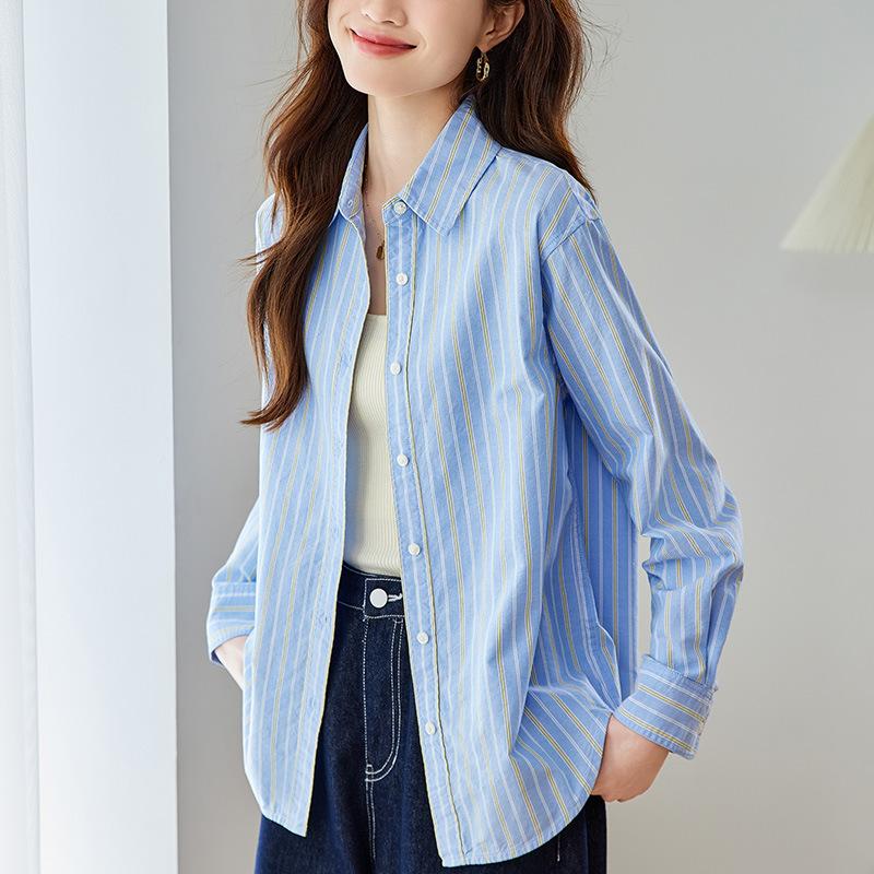 

Striped Shirt for Women s Spring and Autumn Clothes New Casual Loose Top Korean Style Fashion Shirt XXL