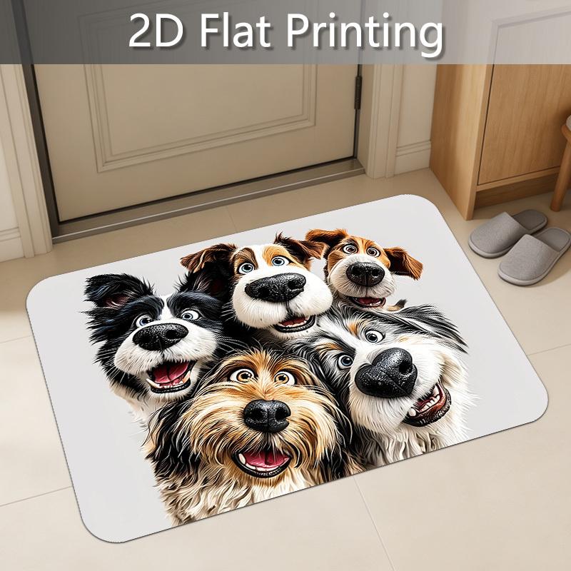 1pc, 2D Flat Cartoon Multi-Dogs Cute Dog Photo Print Doormat - Indoor/Outdoor Mat, Fun Pet-Themed Floor Mat, Flannel Material - Soft Cushion 1.02cm, S