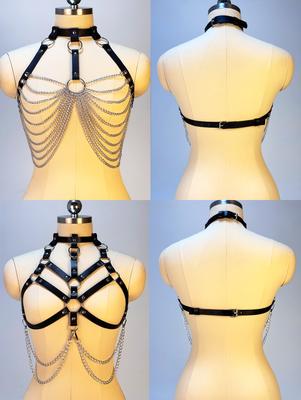 Body Harness Sexy Feminino com Cinto de Corrente Bdsm Bondage Cinto de Lingerie Lingerie de Couro Harness de Peito Roupas Punk Góticas Fetish