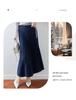 Women's Pure Wool Midi Skirt – Slim Fit, Pleated A-Line, Waist-Cinching for Autumn and Winter