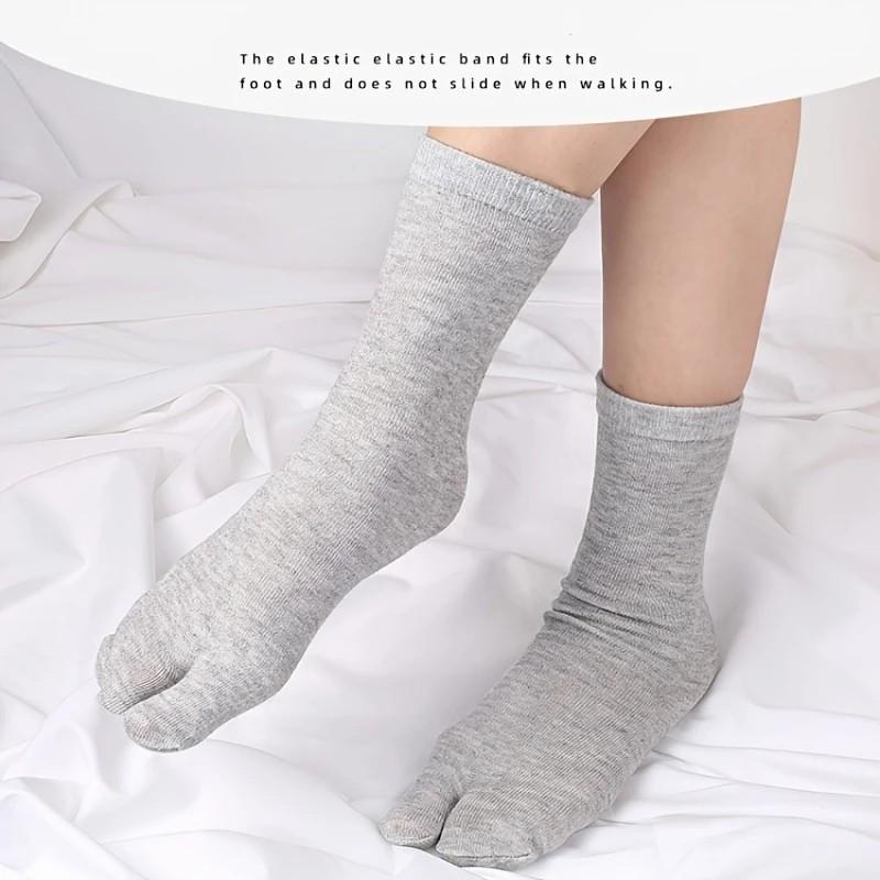 1/3 Pairs Neutral Split Toe Mid Tube Socks Stylish Design Sweat Wicking Breathable Soft Comfortable Couple Casual Socks