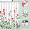 Floral Shower Curtain Waterproof Fabric Flower Plant Shower Curtains For Bathroom Decor Set Home Hotels Machine Washable Spring