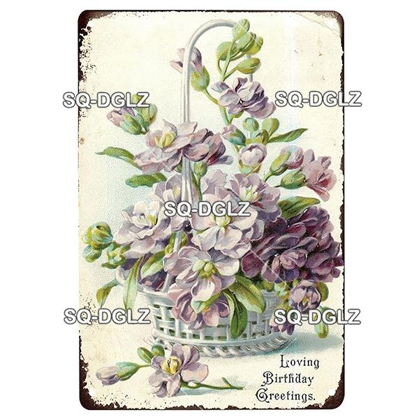 Blume Vintage Zinn Zeichen Wohnkultur Retro Metall Zeichen Shabby Chic Wand Dekor Für Küche Wohnzimmer Esszimmer Metall Platte