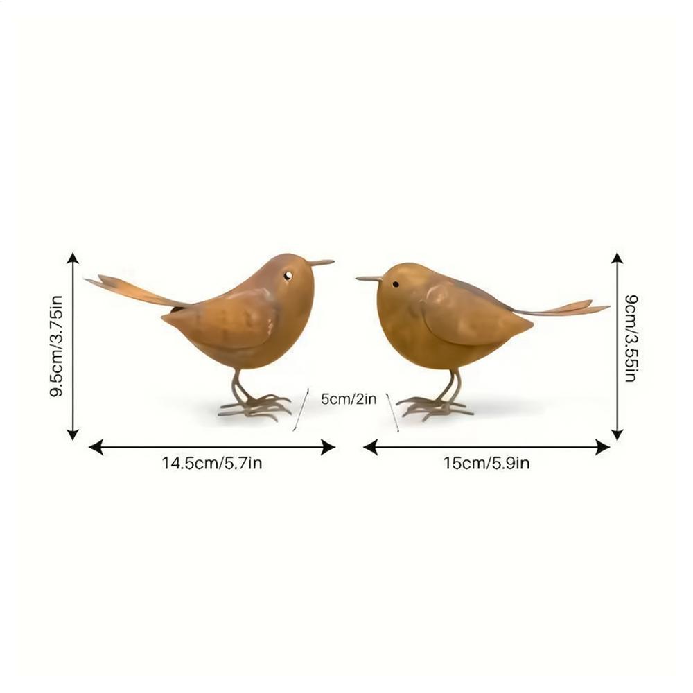 2pcs Cute Small Bird Statue Ornament Decorative Waterproof Rustic Iron Bird Figurines Potted Plant Landscape Garden Decor
