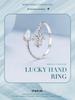 Avle Original Lucky Hand Ring - S925 Sterling Silver Platinum-Plated Open Ring Jewelry for Women