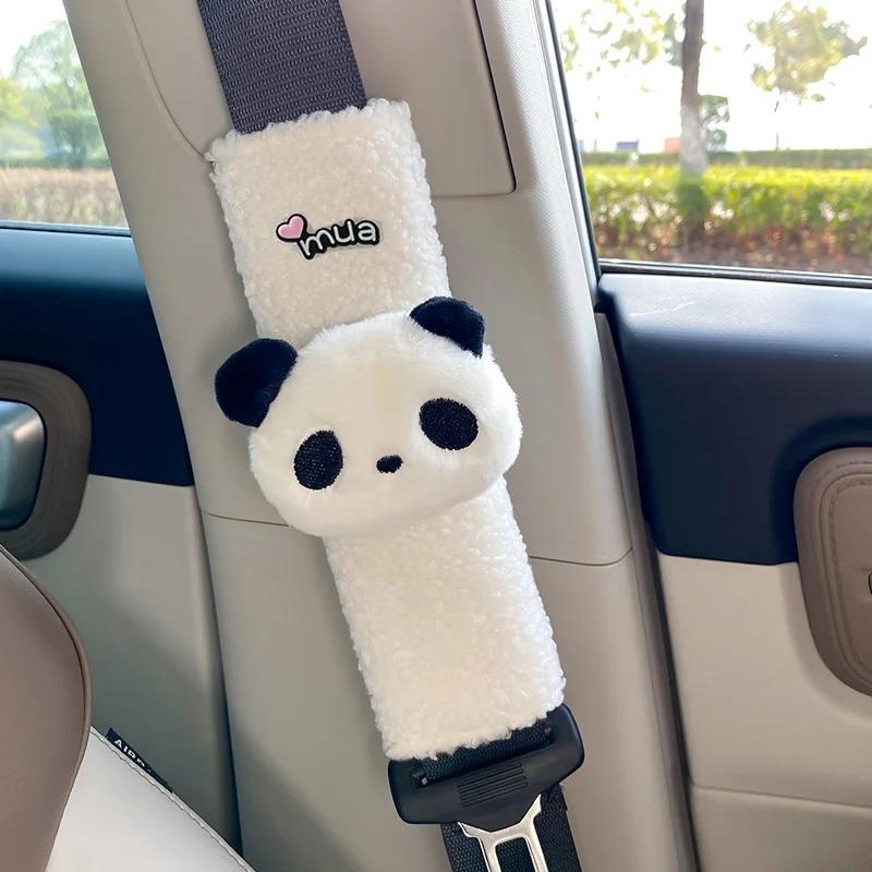 Car Seat Belt Shoulder Cover Cute Panda Children Neck Plush Protective Cover Interior Decoration Supplies