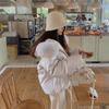 Womens Pink Puffer Jacket With Faux Fur Hooded Collar Short Warm Winter Coat Loose Fit Daily Wear