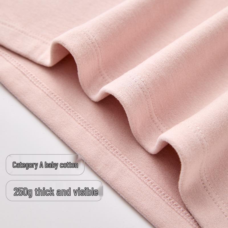 Women's Plus Size Double-Sided Flannel Underwear Set - Pure Cotton, Thick Round Neck Base Layer for Autumn and Winter