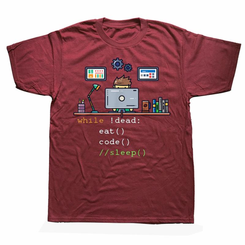 Zabawna informatyka Programista Pythona Jedz kod Sleep T-shirty Graficzna odzież uliczna z krótkim rękawem Urodzinowa letnia koszulka