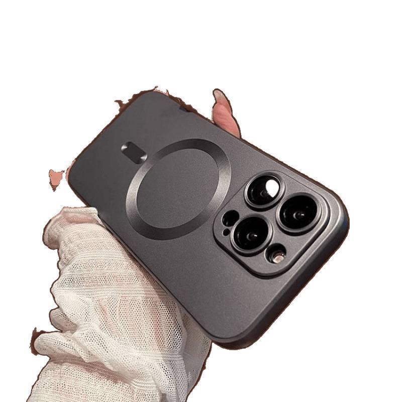 Magnetic Phone Case with Lens Film for iPhone 12/13/14 Pro/15/16 Pro Max - Full Coverage & Soft Frosted Finish