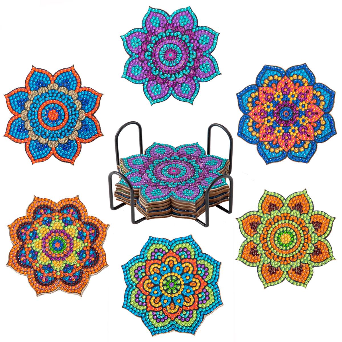 

6pc/sets Diamond Painting Coasters Kits with Holder Mandala Diamond Art Kits For Adults Kids Home Decors 10x10cm