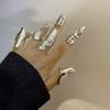 Artistic Irregular Texture Knuckle Ring Hip-Hop Style Niche Full Finger Rings For Men And Women