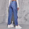 High-Waisted Ripped Denim Jeans