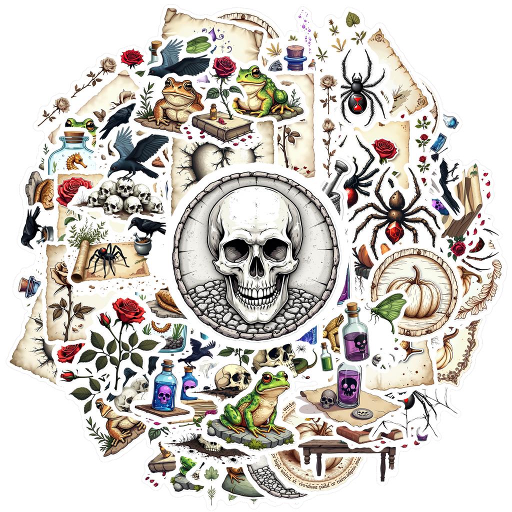 35-70pcs Gothic Stickers Waterproof Graffiti Motorcycle Luggage Phone Cases Cool Sticker Packs Diy Personalized Stickers
