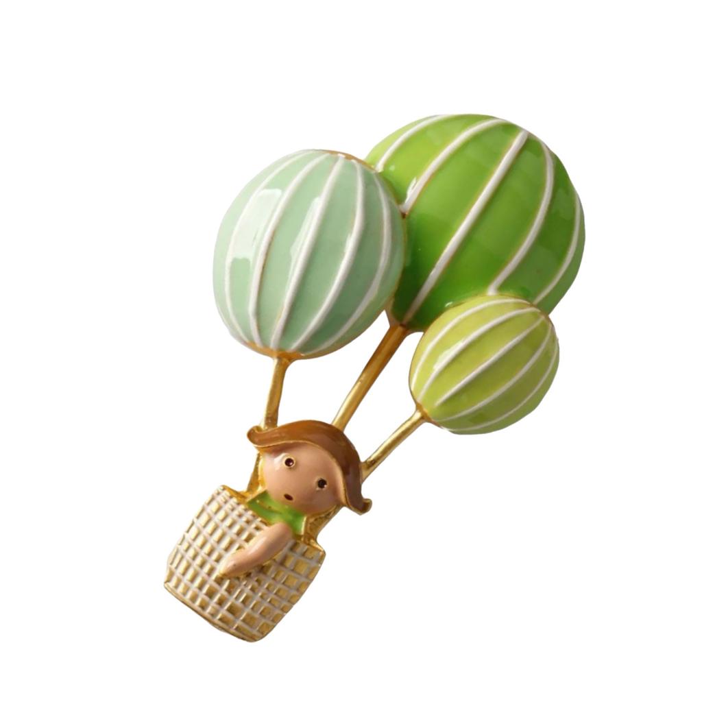 Cartoon Hot Air Balloon Brooch With Little Girl Lightweight Alloy Pin Decorative Accessories For Jackets Bags Hats